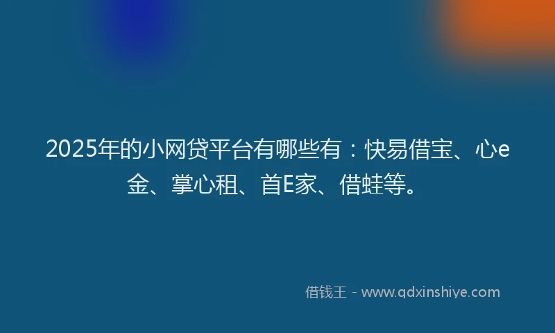 2025年的小网贷平台有哪些有：快易借宝、心e金、掌心租、首E家、借蛙等。