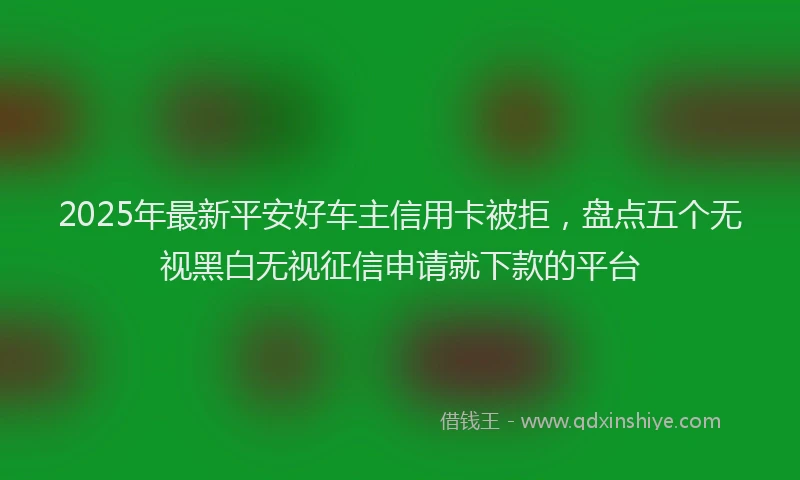 2025年最新平安好车主信用卡被拒，盘点五个无视黑白无视征信申请就下款的平台