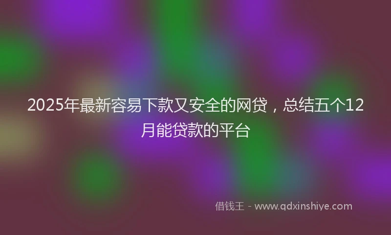 2025年最新容易下款又安全的网贷，总结五个12月能贷款的平台