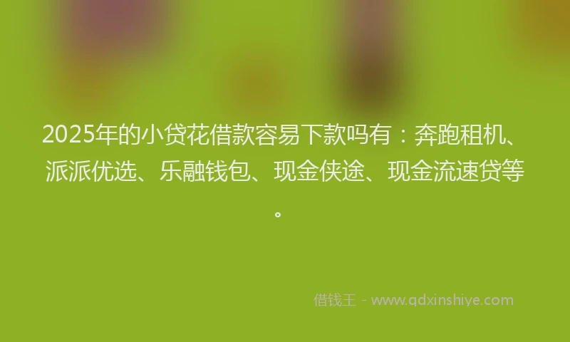 2025年的小贷花借款容易下款吗有：奔跑租机、派派优选、乐融钱包、现金侠途、现金流速贷等。