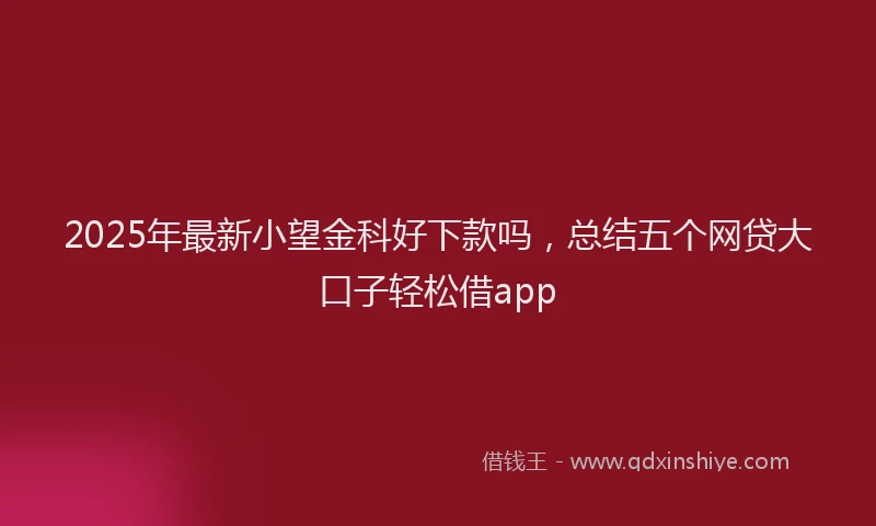 2025年最新小望金科好下款吗，总结五个网贷大口子轻松借app