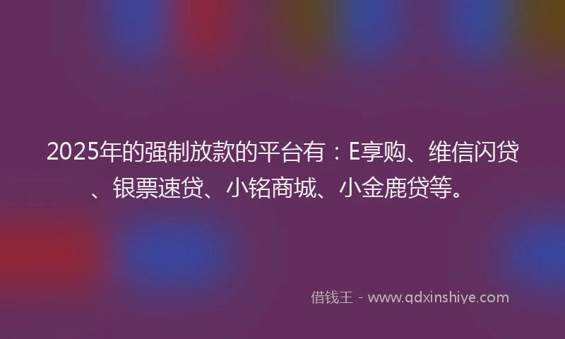 2025年的强制放款的平台有：E享购、维信闪贷、银票速贷、小铭商城、小金鹿贷等。