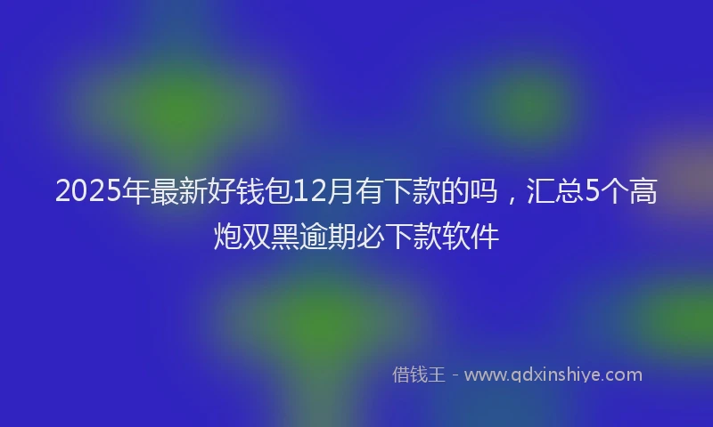 2025年最新好钱包12月有下款的吗，汇总5个高炮双黑逾期必下款软件