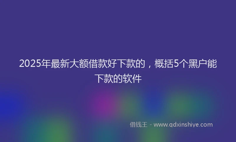 2025年最新大额借款好下款的，概括5个黑户能下款的软件