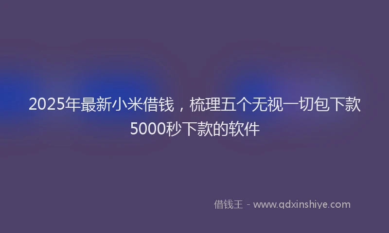 2025年最新小米借钱，梳理五个无视一切包下款5000秒下款的软件