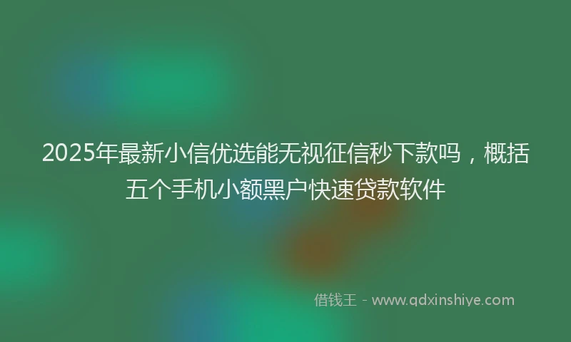 2025年最新小信优选能无视征信秒下款吗，概括五个手机小额黑户快速贷款软件