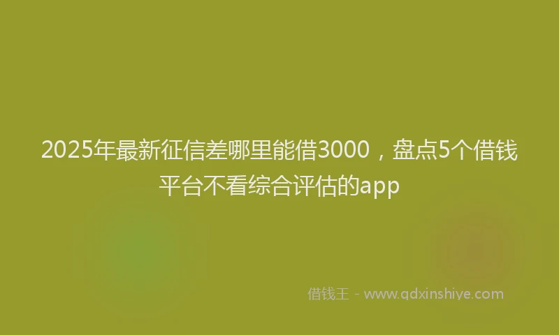 2025年最新征信差哪里能借3000，盘点5个借钱平台不看综合评估的app