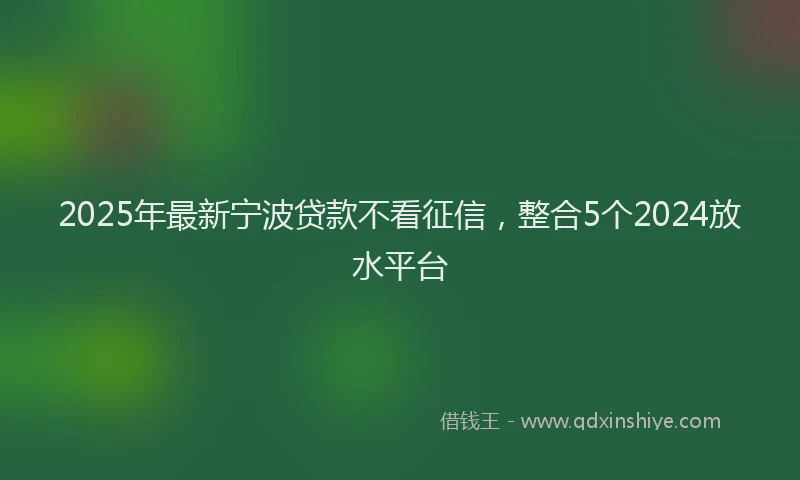 2025年最新宁波贷款不看征信，整合5个2024放水平台