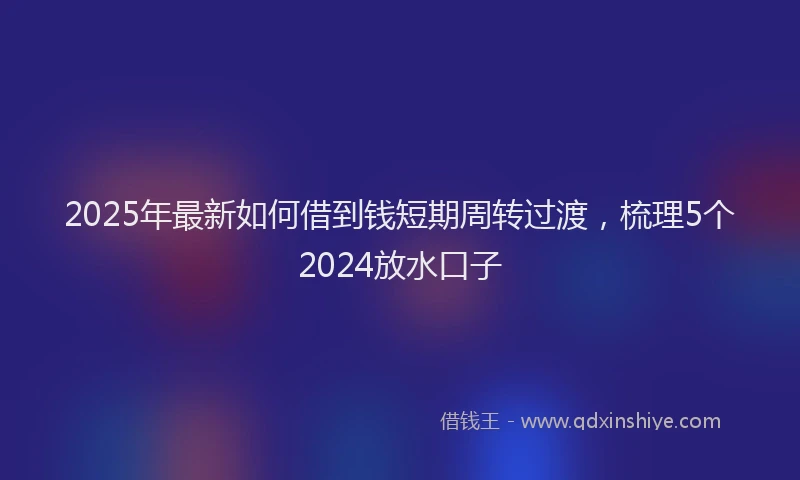 2025年最新如何借到钱短期周转过渡，梳理5个2024放水口子