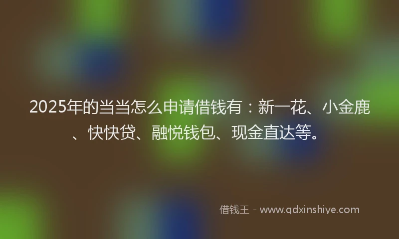 2025年的当当怎么申请借钱有：新一花、小金鹿、快快贷、融悦钱包、现金直达等。