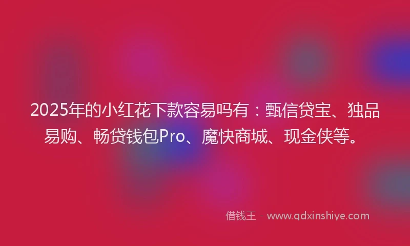 2025年的小红花下款容易吗有：甄信贷宝、独品易购、畅贷钱包Pro、魔快商城、现金侠等。