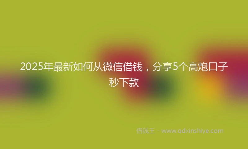 2025年最新如何从微信借钱，分享5个高炮口子秒下款