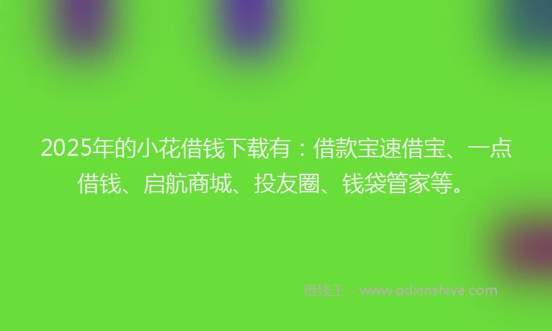 2025年的小花借钱下载有：借款宝速借宝、一点借钱、启航商城、投友圈、钱袋管家等。