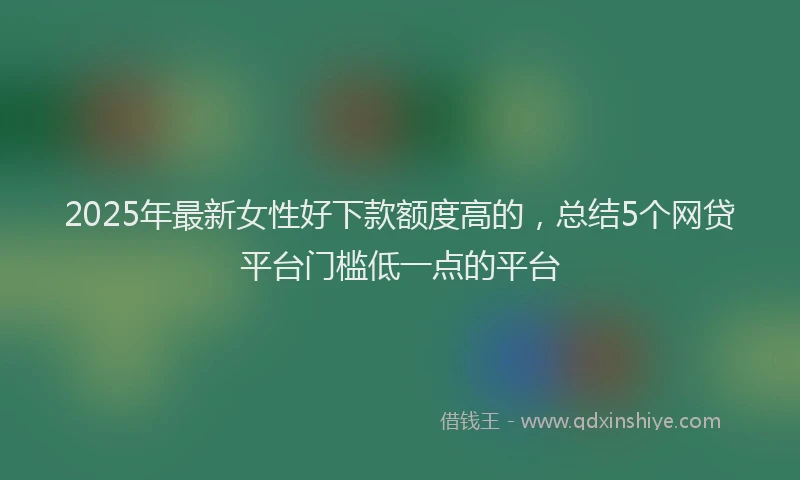 2025年最新女性好下款额度高的，总结5个网贷平台门槛低一点的平台