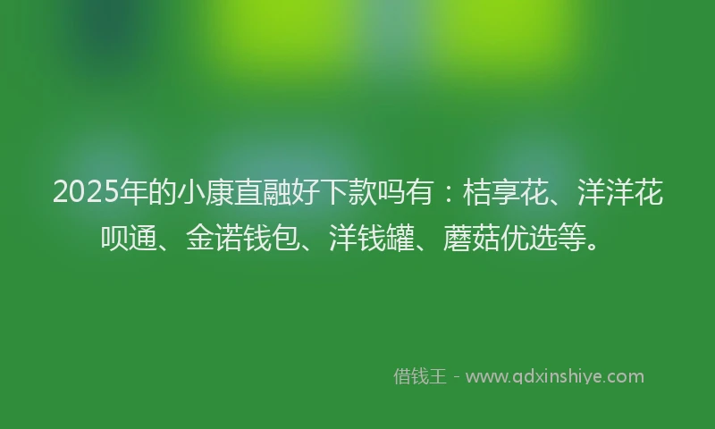 2025年的小康直融好下款吗有：桔享花、洋洋花呗通、金诺钱包、洋钱罐、蘑菇优选等。