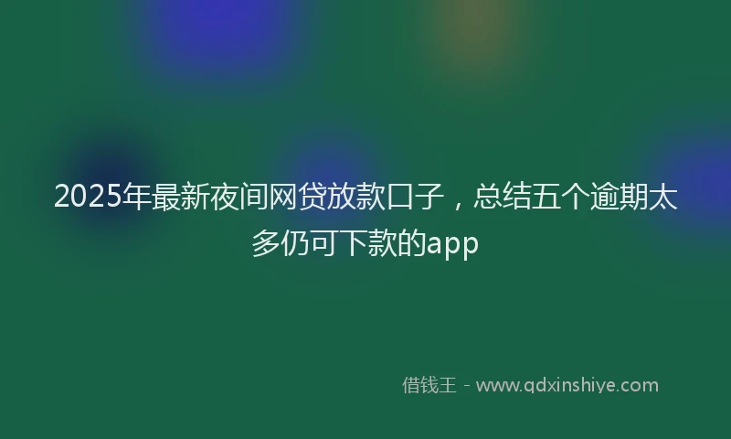 2025年最新夜间网贷放款口子，总结五个逾期太多仍可下款的app