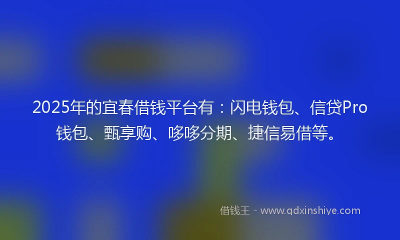 2025年的宜春借钱平台有：闪电钱包、信贷Pro钱包、甄享购、哆哆分期、捷信易借等。