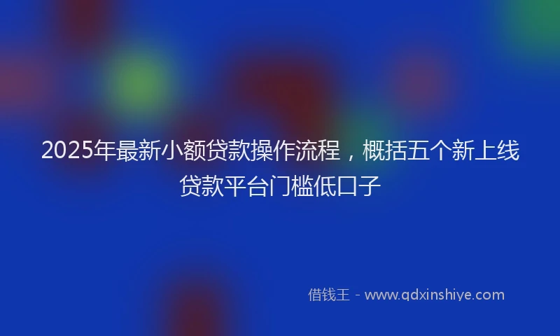 2025年最新小额贷款操作流程，概括五个新上线贷款平台门槛低口子