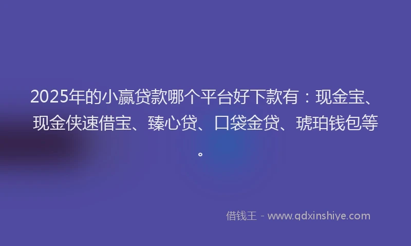 2025年的小赢贷款哪个平台好下款有：现金宝、现金侠速借宝、臻心贷、口袋金贷、琥珀钱包等。