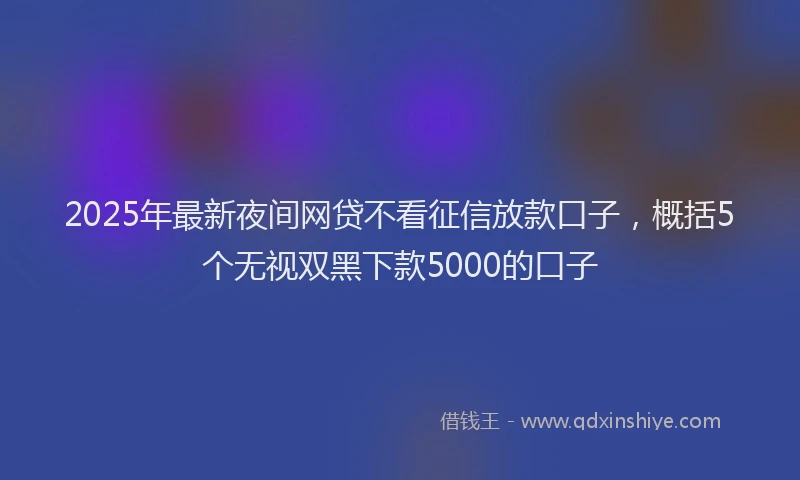 2025年最新夜间网贷不看征信放款口子，概括5个无视双黑下款5000的口子