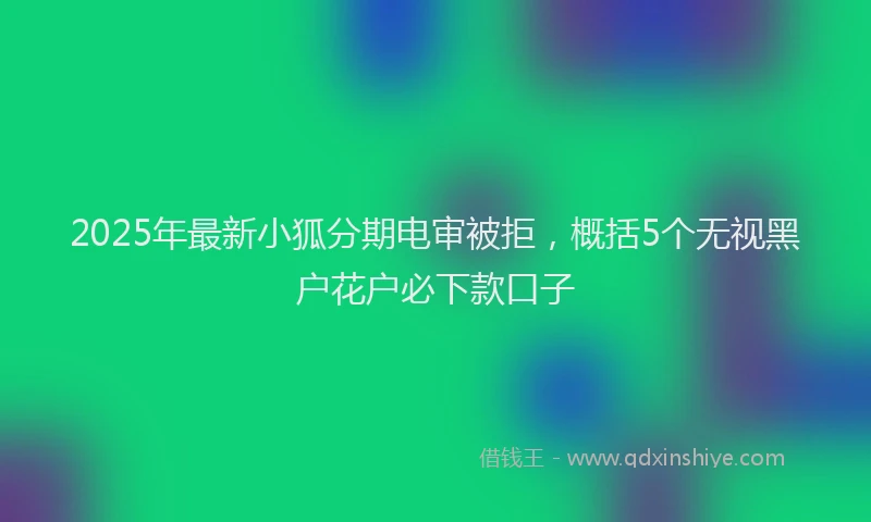 2025年最新小狐分期电审被拒，概括5个无视黑户花户必下款口子