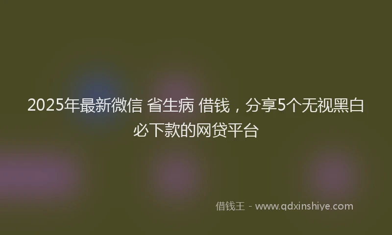 2025年最新微信 省生病 借钱，分享5个无视黑白必下款的网贷平台