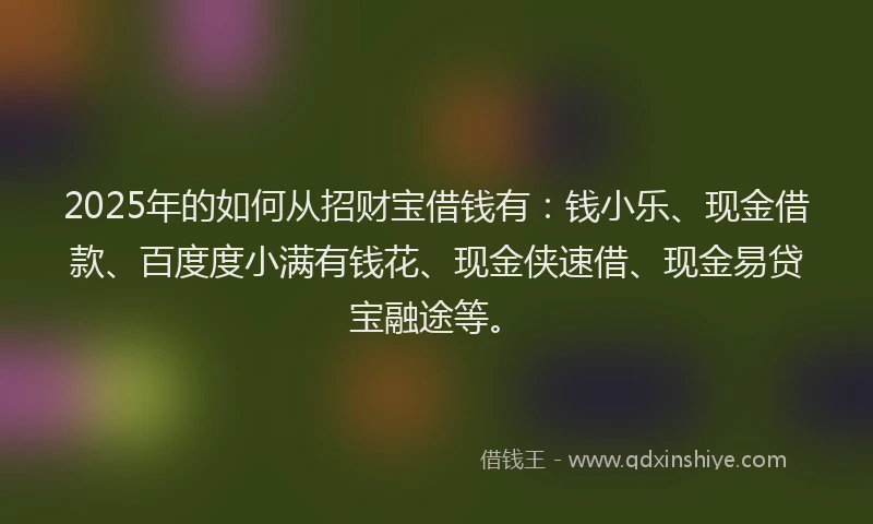 2025年的如何从招财宝借钱有：钱小乐、现金借款、百度度小满有钱花、现金侠速借、现金易贷宝融途等。