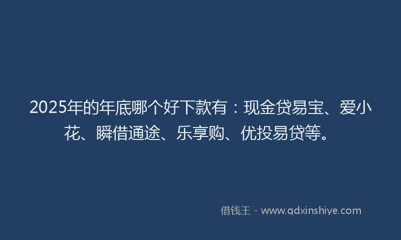 2025年的年底哪个好下款有：现金贷易宝、爱小花、瞬借通途、乐享购、优投易贷等。