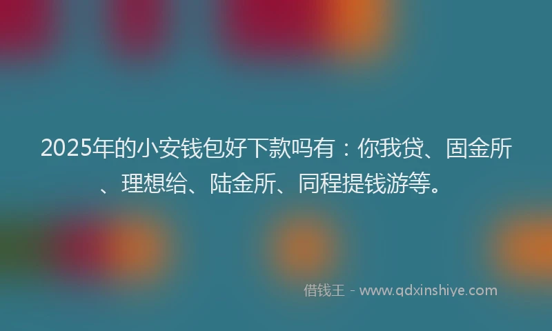 2025年的小安钱包好下款吗有：你我贷、固金所、理想给、陆金所、同程提钱游等。