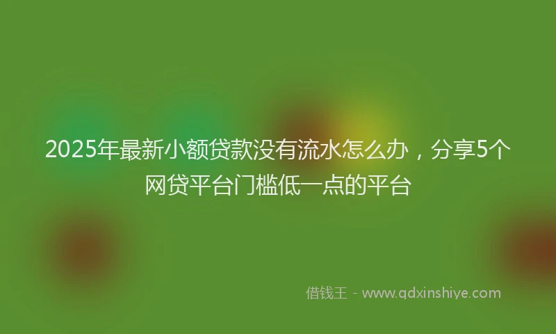 2025年最新小额贷款没有流水怎么办，分享5个网贷平台门槛低一点的平台