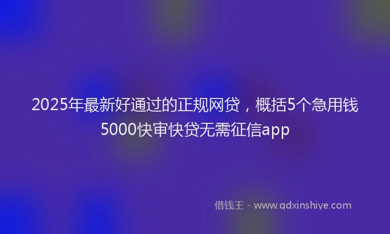 2025年最新好通过的正规网贷，概括5个急用钱5000快审快贷无需征信app
