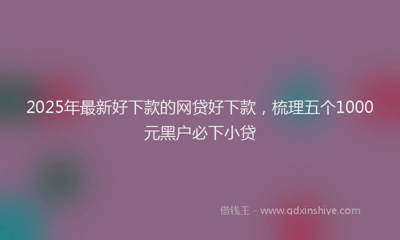2025年最新好下款的网贷好下款，梳理五个1000元黑户必下小贷