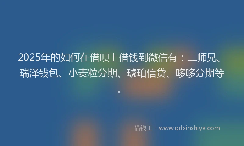 2025年的如何在借呗上借钱到微信有：二师兄、瑞泽钱包、小麦粒分期、琥珀信贷、哆哆分期等。