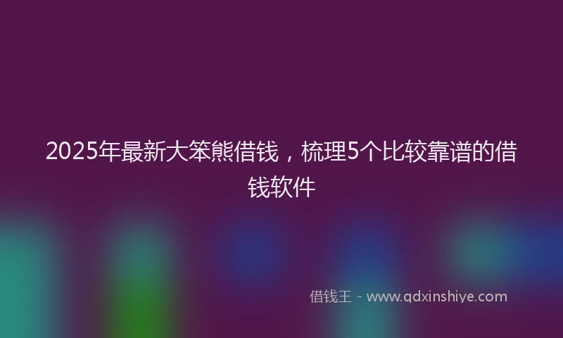 2025年最新大笨熊借钱，梳理5个比较靠谱的借钱软件