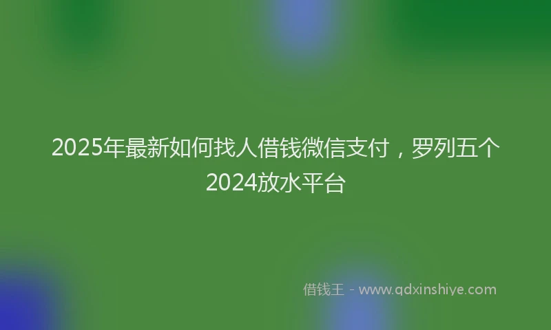 2025年最新如何找人借钱微信支付，罗列五个2024放水平台