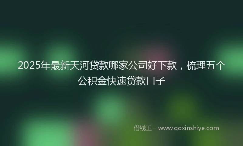 2025年最新天河贷款哪家公司好下款，梳理五个公积金快速贷款口子