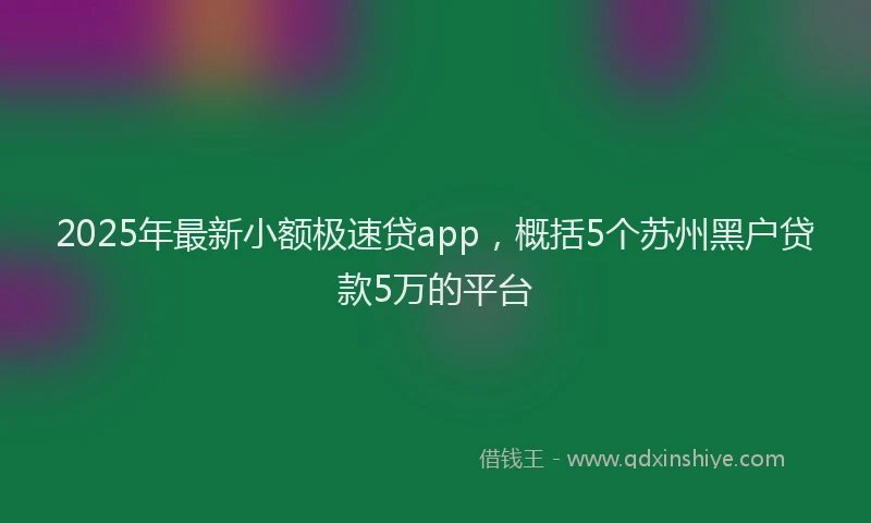 2025年最新小额极速贷app，概括5个苏州黑户贷款5万的平台