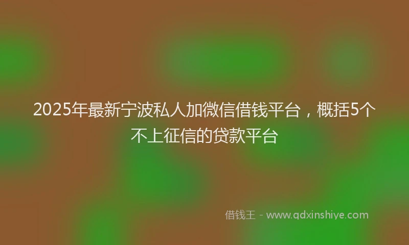 2025年最新宁波私人加微信借钱平台，概括5个不上征信的贷款平台