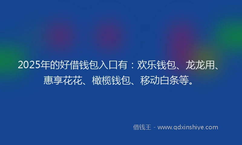 2025年的好借钱包入口有：欢乐钱包、龙龙用、惠享花花、橄榄钱包、移动白条等。