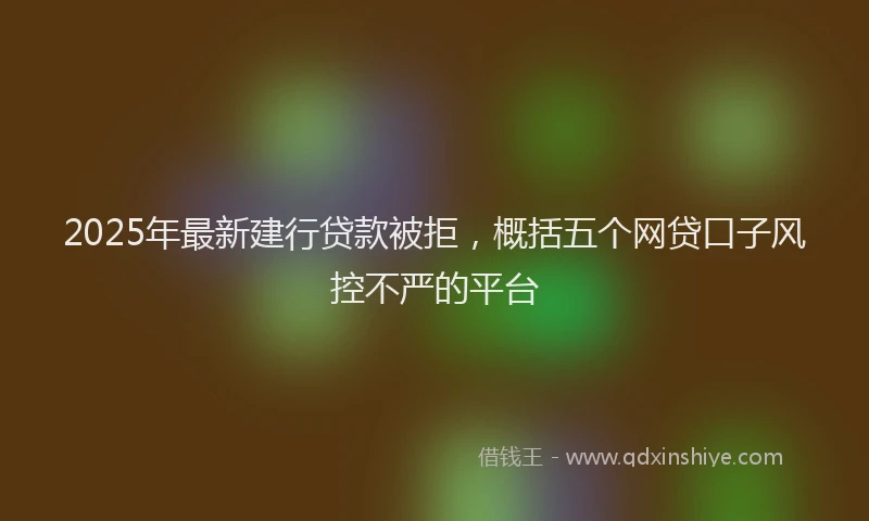 2025年最新建行贷款被拒，概括五个网贷口子风控不严的平台