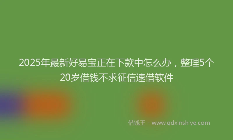 2025年最新好易宝正在下款中怎么办，整理5个20岁借钱不求征信速借软件