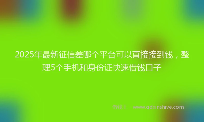 2025年最新征信差哪个平台可以直接接到钱，整理5个手机和身份证快速借钱口子