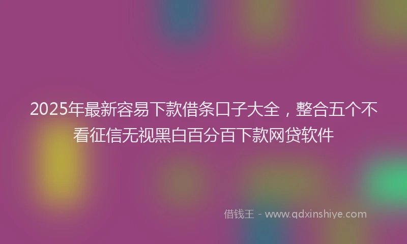 2025年最新容易下款借条口子大全，整合五个不看征信无视黑白百分百下款网贷软件