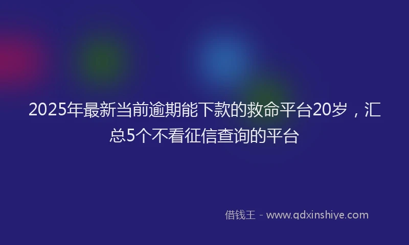 2025年最新当前逾期能下款的救命平台20岁，汇总5个不看征信查询的平台