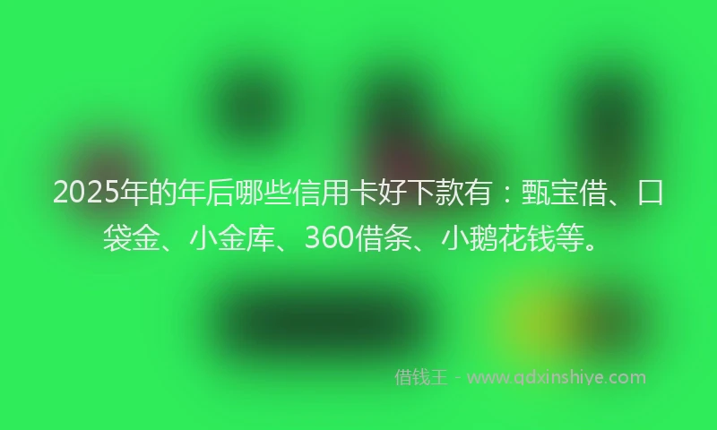 2025年的年后哪些信用卡好下款有：甄宝借、口袋金、小金库、360借条、小鹅花钱等。