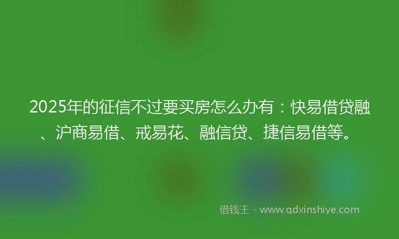 2025年的征信不过要买房怎么办有：快易借贷融、沪商易借、戒易花、融信贷、捷信易借等。