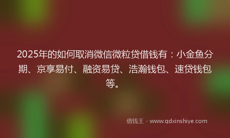 2025年的如何取消微信微粒贷借钱有：小金鱼分期、京享易付、融资易贷、浩瀚钱包、速贷钱包等。