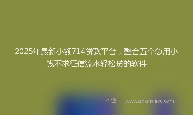 2025年最新小额714贷款平台，整合五个急用小钱不求征信流水轻松贷的软件