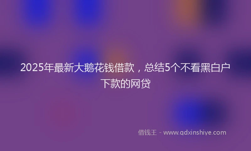 2025年最新大鹅花钱借款，总结5个不看黑白户下款的网贷