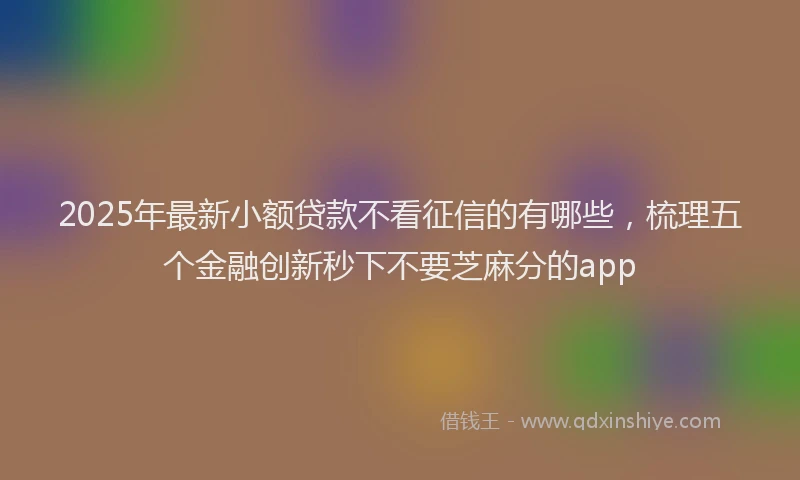 2025年最新小额贷款不看征信的有哪些，梳理五个金融创新秒下不要芝麻分的app